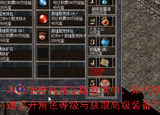 木瓜传奇私服正版官网中,如何快速提升角色等级与获取高级装备? 木瓜传奇私服正版官网中,如何快速提升角色等级与获取高级装备?