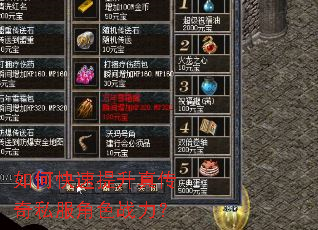 如何快速提升真传奇私服角色战力? 如何快速提升真传奇私服角色战力?